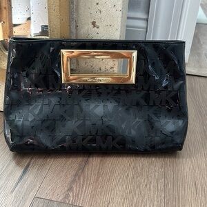 Michael Kors Black Clutch Bag with Gold Handles